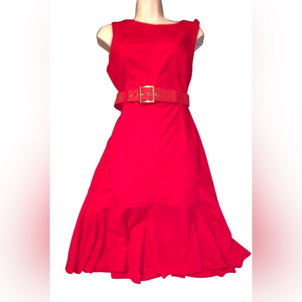 Calvin Klein Vibrant Red Belted Maxi Dress NEW SZ 8